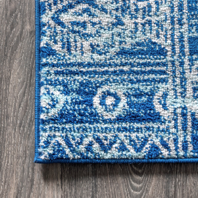 Union Rustic Tybalt Performance Blue/Gray Rug Wayfair